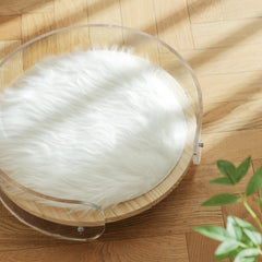 Cozy round acrylic cat bed and small dog couch