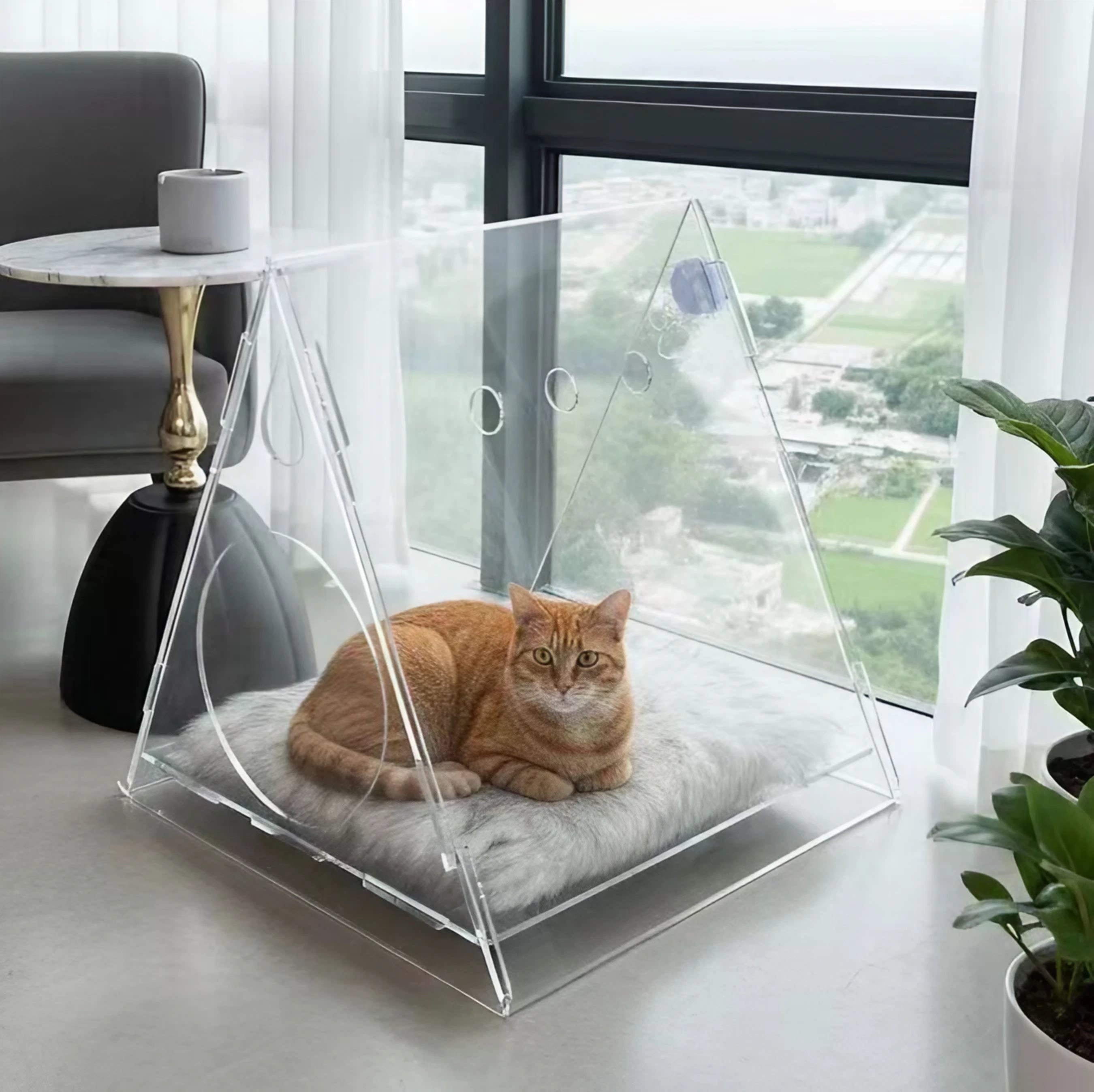 Cat bed cozy triangle acrylic cat houses