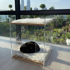 Cozy Double Layer Clear Wood Cat House