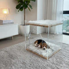 Cozy Double Layer Clear Wood Cat House