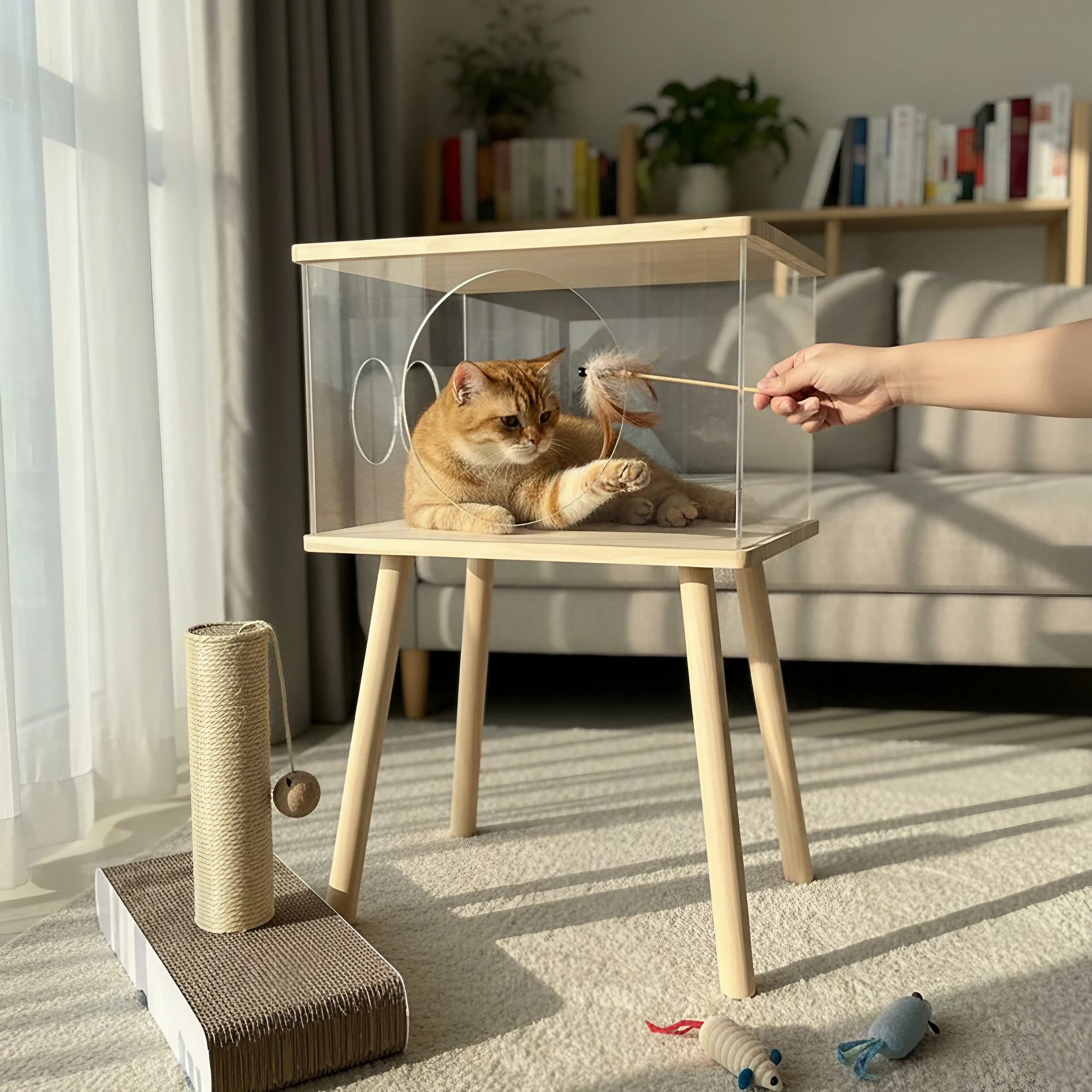 Clear Acrylic Pet Coffee Table with Storage