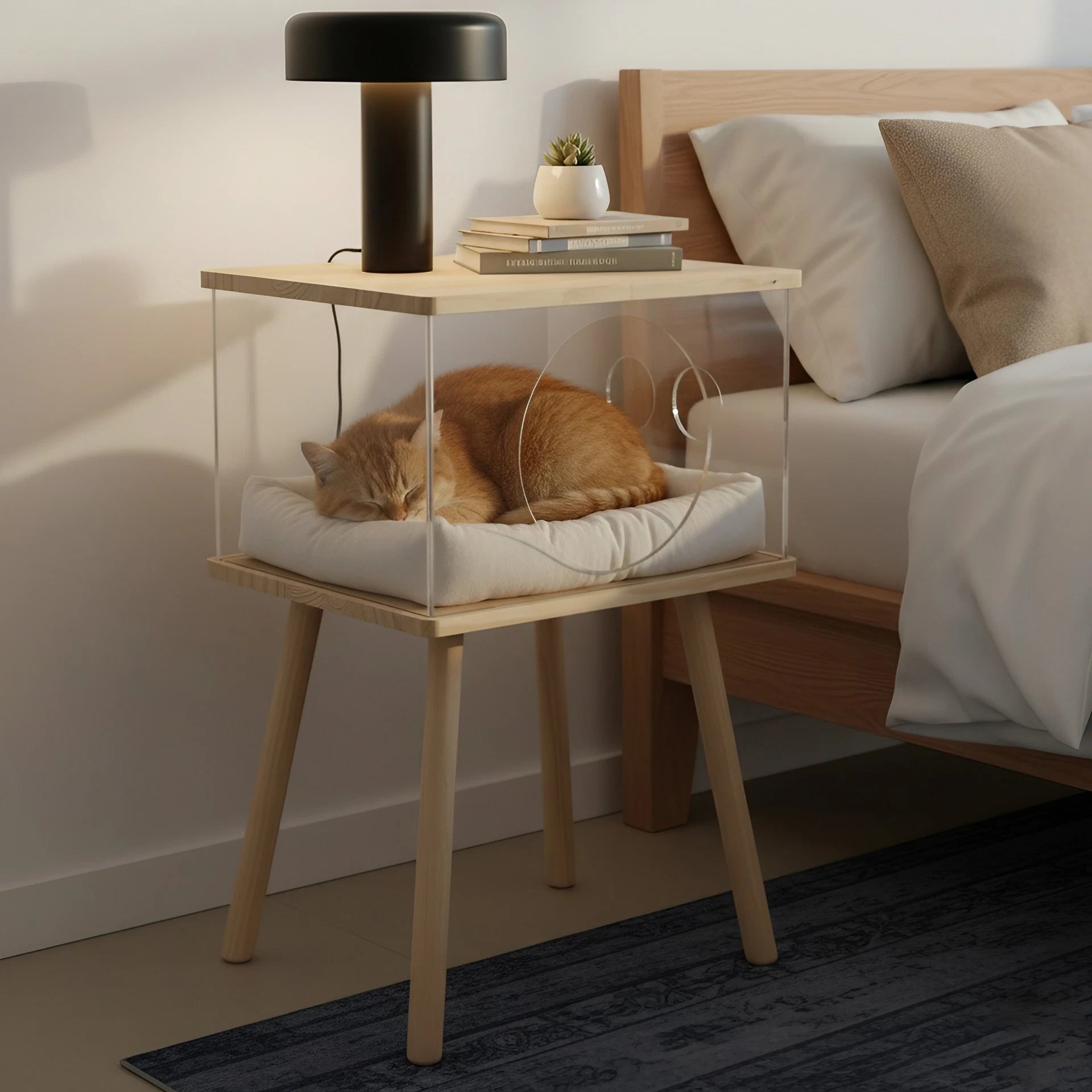 Clear Acrylic Pet Coffee Table with Storage
