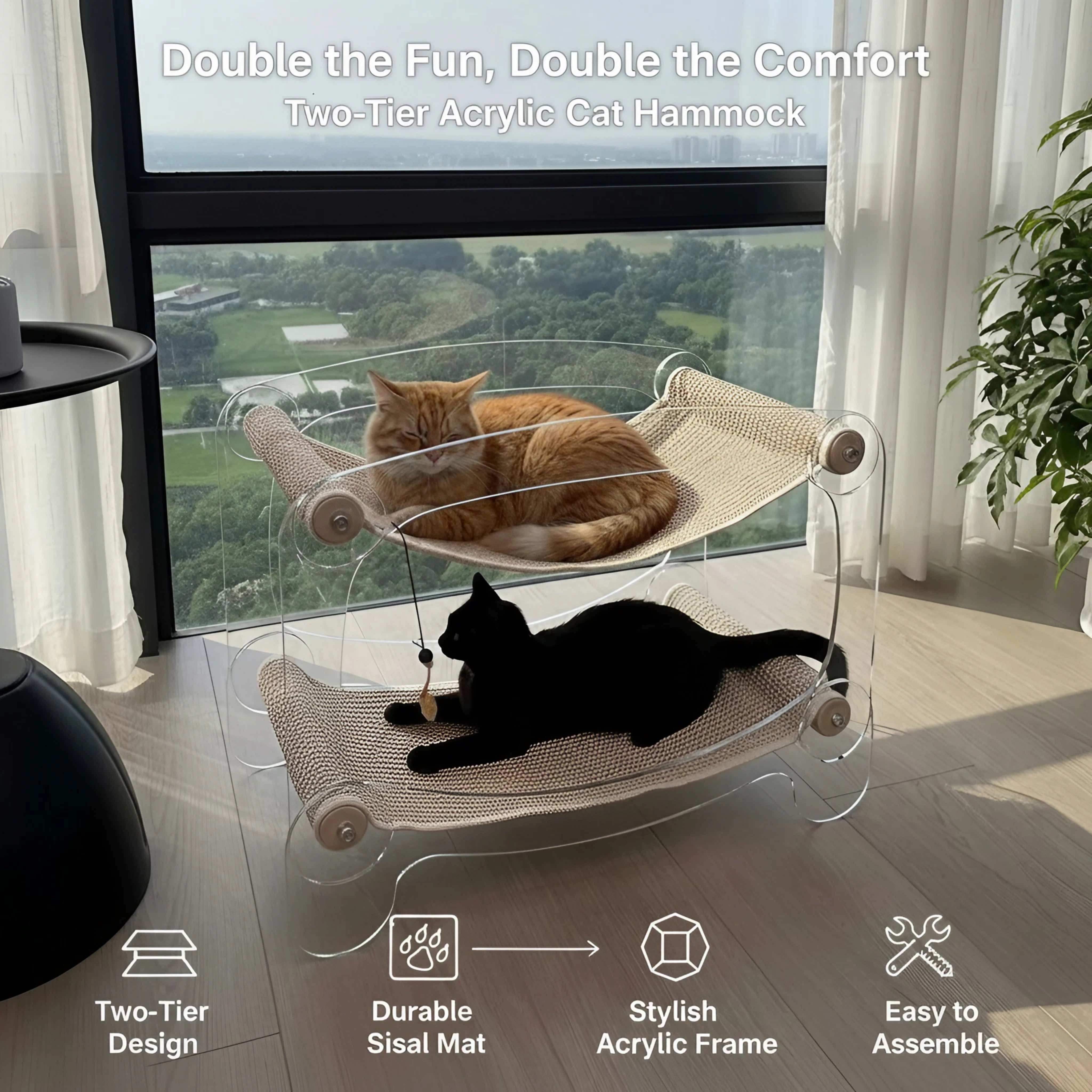 Cat bunk beds cozy acrylic cat hammock cat bed