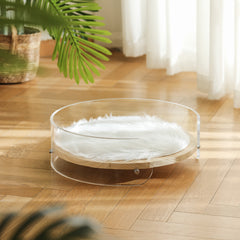 Cozy round acrylic cat bed and small dog couch