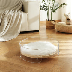 Cozy round acrylic cat bed and small dog couch